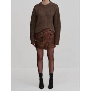 NEW HERSKIND wax mini skirt in brown